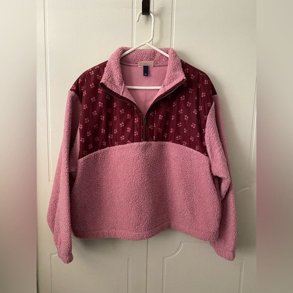 Cropped Fuzzy Pink Sweater